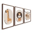 Ver imagem 2 de Quadro Decorativo Infantil Animais da Selva com 3 Telas 60x90cm para Quarto Sala Brinquedoteca Sem Vidro