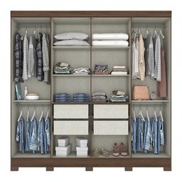 Guarda Roupa Casal Toscano com 8 Portas Castanho - Móveis Briz - 3