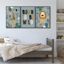 Ver imagem 1 de Quadro Decorativo Infantil Pequenos Selvagens com 3 Telas 60x90cm para Quarto Sala Brinquedoteca Com Vidro