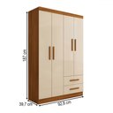 Ver imagem 4 de Guarda-roupa Solteiro Zeus 4 Portas 2 Gavetas Freijó Trend/off White Tx - Panorama Móveis