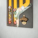 Ver imagem 3 de Porta Tampinhas Prego e Martelo: Design Moderno em MDF Amarelo com detalhe Preto e Acrílico- 50x24cm