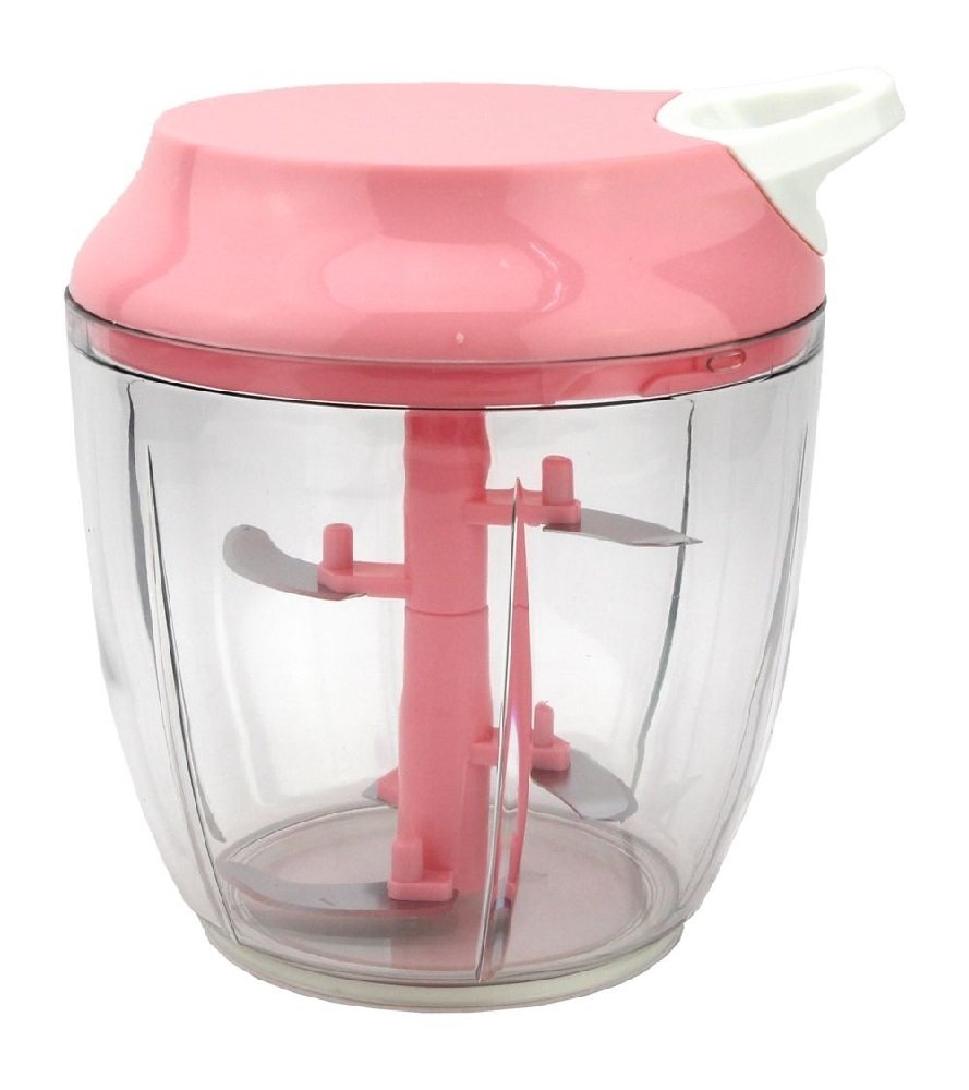 Processador e Misturador de Alimentos Manual com 5 Lâminas de Inox Fatia e Tritura - 1 Litro - Rosa - 3