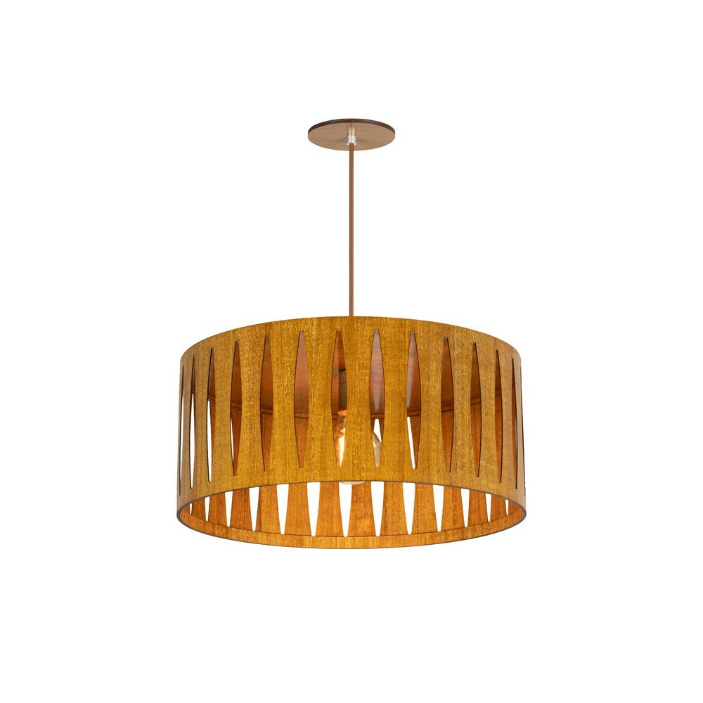 Lustre Pendente de Madeira Circular 44x20cm E27 - 1