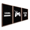 Ver imagem 2 de Quadro Decorativo Game On com 3 Telas de Parede para Sala Quarto Escritório 60cm X 90cm Sem Vidro