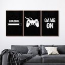 Ver imagem 1 de Quadro Decorativo Game On com 3 Telas de Parede para Sala Quarto Escritório 60cm X 90cm Sem Vidro