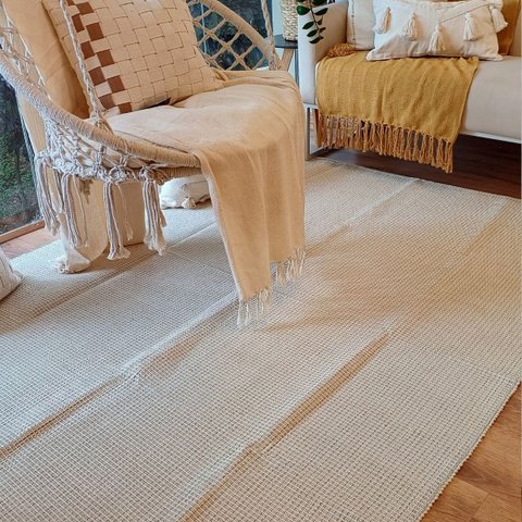 Tapete Artesanal Algodão Sala Quarto Slim Areia 250 x 300