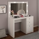 Ver imagem 3 de Penteadeira Camarim 3 Gavetas Beauty com Espelho e Bocais para Lâmpada Branco - Panorama Móveis