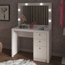 Ver imagem 1 de Penteadeira Camarim 3 Gavetas Beauty com Espelho e Bocais para Lâmpada Branco - Panorama Móveis