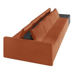Sofá Ilha 4 Lugares Living 472cm Modulado Lary Bouclê Pu Pto K01 Cor Mostarda - 4