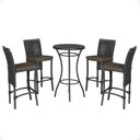 Ver imagem 1 de Mesa Bistrô e 4 Banquetas Roma Preta Corda Náutica Estofado 9 Trama Original