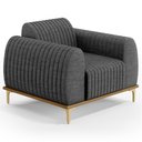 Ver imagem 1 de Poltrona Decorativa Base Gold Molino D06 Linho C-416 Cinza Escuro - Mpozenato