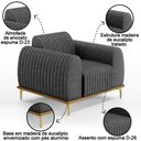 Ver imagem 3 de Poltrona Decorativa Base Gold Molino D06 Linho C-416 Cinza Escuro - Mpozenato