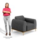Ver imagem 5 de Poltrona Decorativa Base Gold Molino D06 Linho C-416 Cinza Escuro - Mpozenato