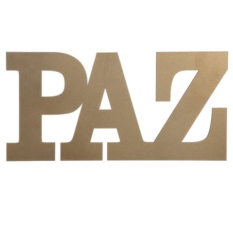Kit com 2 Enfeites de Natal Palavra em Mdf Paz Dourado Texturizado 10x20cm
