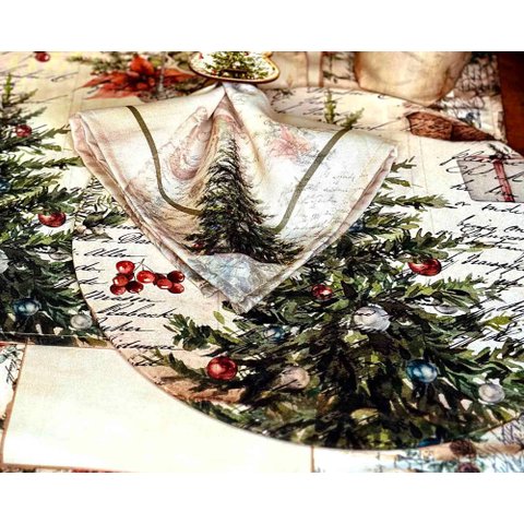 Kit Sousplat + Guardanapo Natal Boho Christmas Nsw 2 Peças com Base