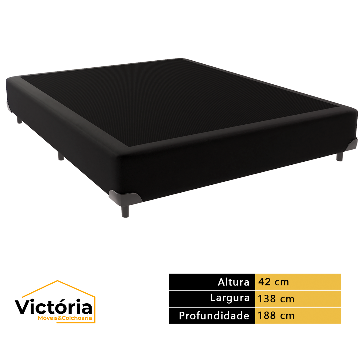 Cama Box Casal 138x188 Preta Victória Móveis - 3