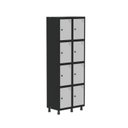 Ver imagem 1 de Armário Locker Guarda-Roupa 8 Portas Aço Grp 502/8 Cinza/Preto