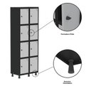Ver imagem 7 de Armário Locker Guarda-Roupa 8 Portas Aço Grp 502/8 Cinza/Preto