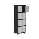 Ver imagem 3 de Armário Locker Guarda-Roupa 8 Portas Aço Grp 502/8 Cinza/Preto