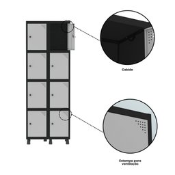 Armário Locker Guarda-roupa 8 Portas Aço Grp 502/8 - 8