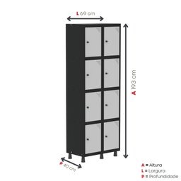 Armário Locker Guarda-roupa 8 Portas Aço Grp 502/8 - 5