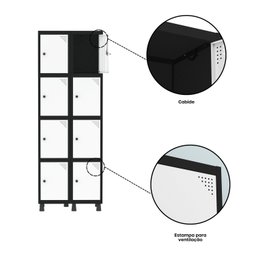 Armário Locker Guarda-roupa 8 Portas Aço Grp 502/8 - 8