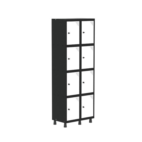 Armário Locker Guarda-Roupa 8 Portas Aço Grp 502/8 Branco/Preto
