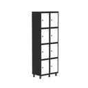 Ver imagem 1 de Armário Locker Guarda-Roupa 8 Portas Aço Grp 502/8 Branco/Preto