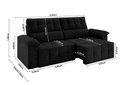 Ver imagem 2 de Sofá Santiago 2,20m Retrátil e Reclinável Suede Preto - X-Flex Sofás