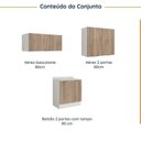 Ver imagem 4 de Lavanderia Modulada 3 Peças 2 Armários Aéreos 4 Portas 1 Balcão Ipanema CabeCasa MadeiraOriginals Marrom/Acácia