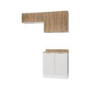 Ver imagem 2 de Lavanderia Modulada 3 Peças 2 Armários Aéreos 4 Portas 1 Balcão Ipanema CabeCasa MadeiraOriginals Marrom/Branco/Acácia