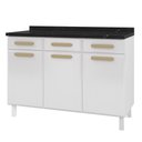 Ver imagem 1 de Balcão de Cozinha Ágata 3 Portas e 3 Gavetas com Tampo 817108 Telasul Branco