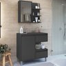 Gabinete Suspenso 80 Cm e Espelheira Cj2001 Grafite Faem - 2