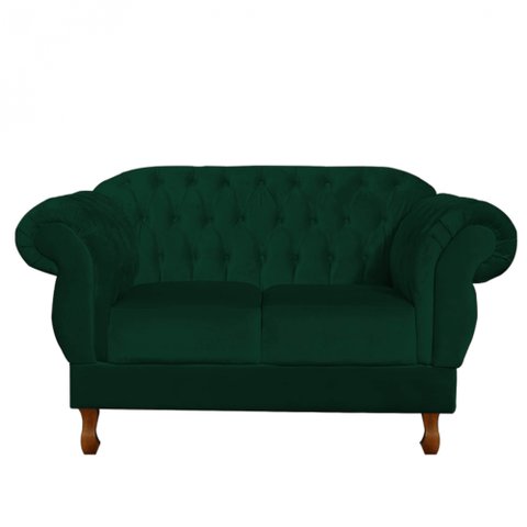 Sofa 2 Lugares Chesterfield Suede Verde - Dominic Decor