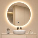 Ver imagem 1 de Espelho LED Redondo Touch 3 Cores de Luz com Desembaçador e Display Digital 80x80cm Bivolts