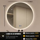 Ver imagem 6 de Espelho LED Redondo Touch 3 Cores de Luz com Desembaçador e Display Digital 80x80cm Bivolts