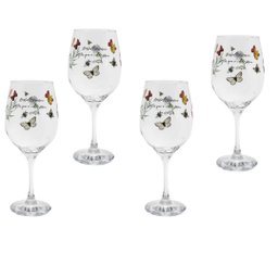 Jogo 4 Taças Vinho Vidro Transparente 600ml - Borboleta - 1