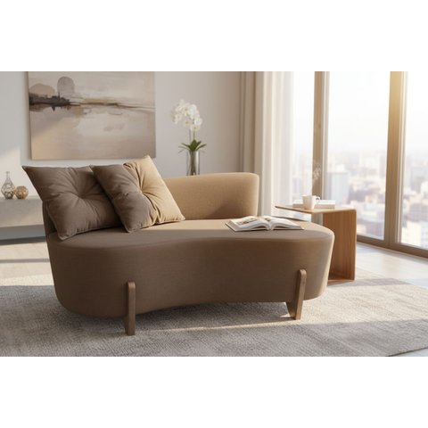 Namoradeira Sofá Feijão Luna 130cm Orgânica Bouclé Capuccino