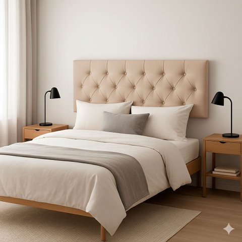 Cabeceira Capitonê Cama Queem 1.60 Dubai Bege