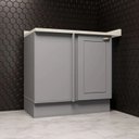 Ver imagem 2 de Balcao Canto Reto com Tampo 84 Cm Americana Cinza Calcare Henn