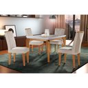Ver imagem 1 de Conjunto: Mesa Sala Jantar Londrina C/ Tampo Madeirado C/ Vidro Canto Curvo 120x80cm e 4 Cadeiras