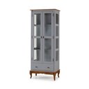 Ver imagem 1 de Cristaleira 2 Portas e Laterais em Vidro 1 Gaveta Pés Luis Xv Madeira - Laca Cinza/imbuia