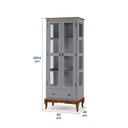 Ver imagem 4 de Cristaleira 2 Portas e Laterais em Vidro 1 Gaveta Pés Luis Xv Madeira - Laca Cinza/imbuia