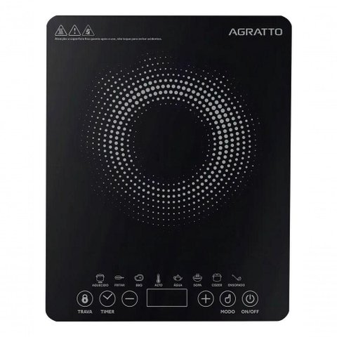 Cooktop Elétrico de Indução Agratto ACKI01I 1 Boca com Tela Tátil Preto 110V