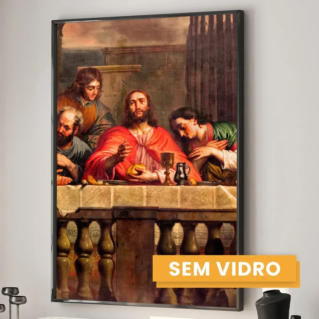 Quadro Decorativo Religioso a Santa Ceia com 3 Telas para Sala Quarto Igreja 60cm X 90cm Sem Vidro - 3
