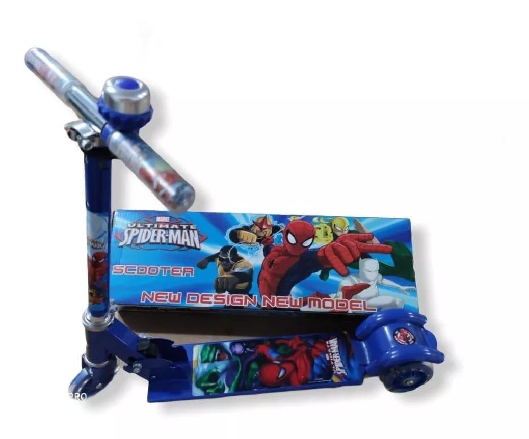 Patinete Infantil Homem Aranha Led 3 Rodas Metal - 4