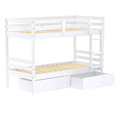 Beliche Solteiro Dreams com 02 Gavetas Madeira Maciça Branco Megamobilia