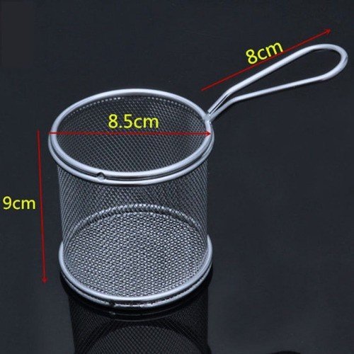 Kit 6 Mini Cestos Inox Para Batata Frita Porções Frangos - 6