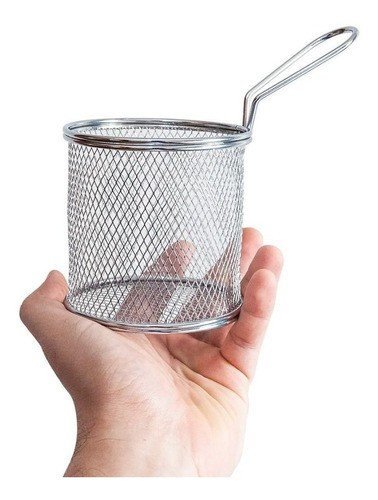 Kit 6 Mini Cestos Inox Para Batata Frita Porções Frangos - 2