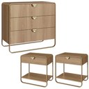 Ver imagem 1 de Comoda e 02 Mesas de Cabeceira Organica Hanover Dourado Artesano